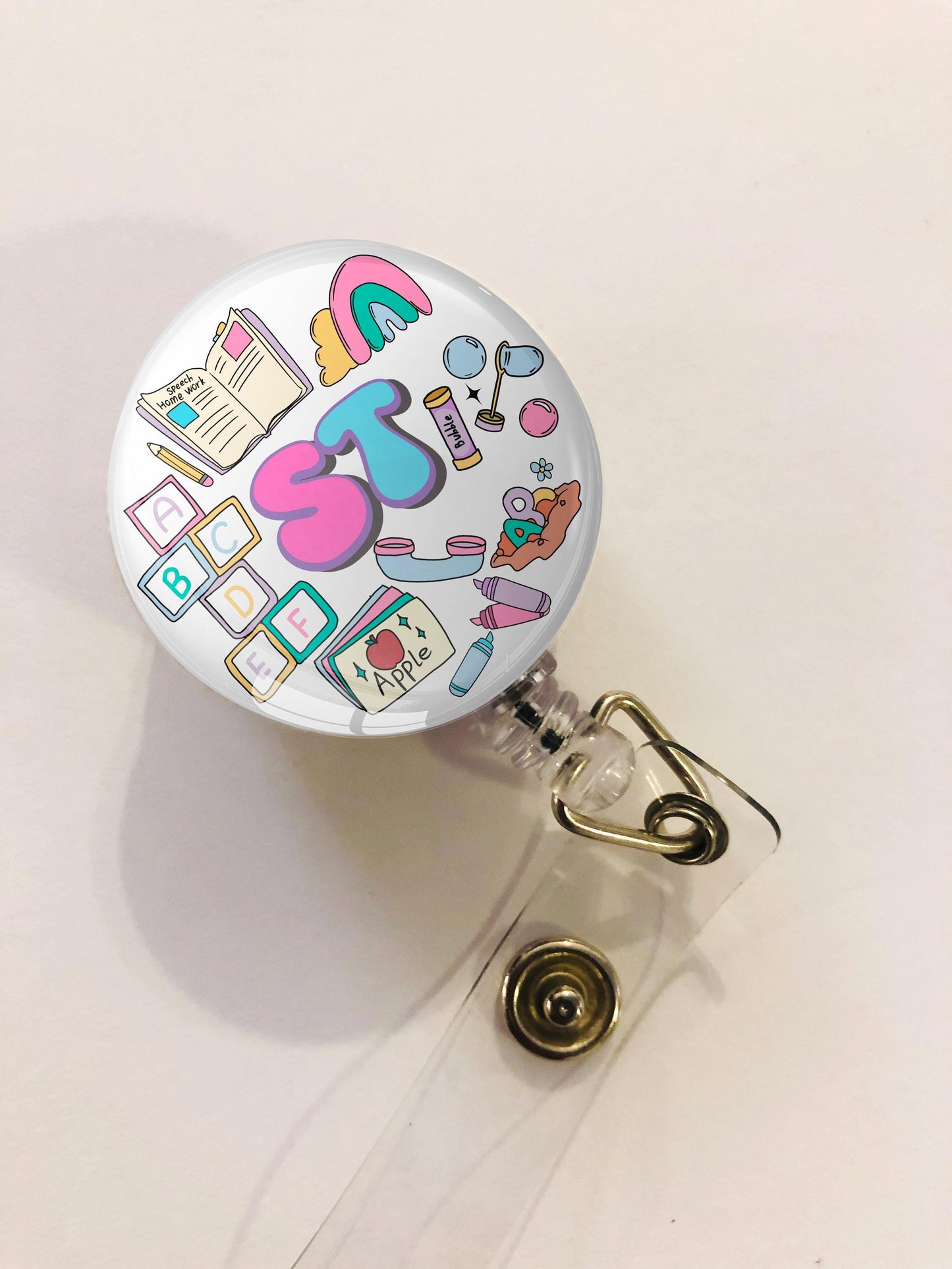 Speech Therapist Badge Reel - ST Badge Reel - ID Retractable badge, ID Badge Reel - St Gift