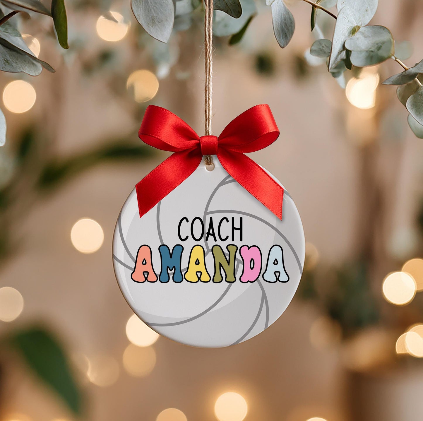 Personalized Volleyball Coach Christmas Ornament, Custom Volleyball Coach Ornament, Ceramic Ornament, Christmas Gift, Volleyball Coach Gift