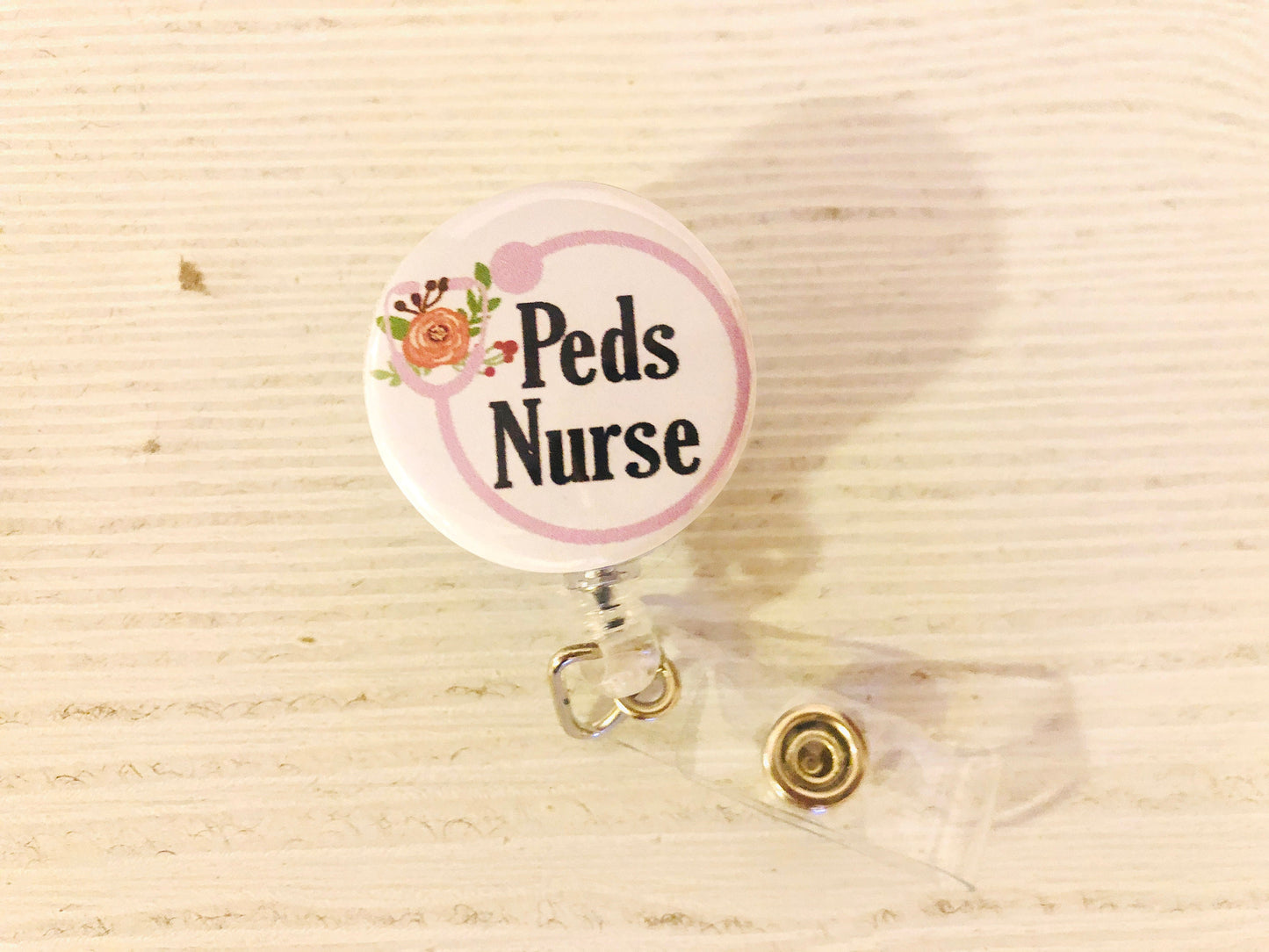 Pediatric RN Badge Reel, Peds RN, Pediatrics, Retractable badge holder, ID Badge Reel, Nurse gift, Nurse Badge Reel