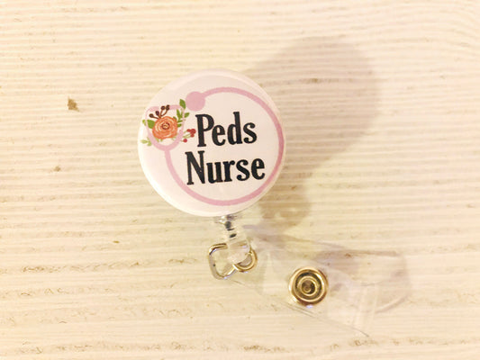 Pediatric RN Badge Reel, Peds RN, Pediatrics, Retractable badge holder, ID Badge Reel, Nurse gift, Nurse Badge Reel