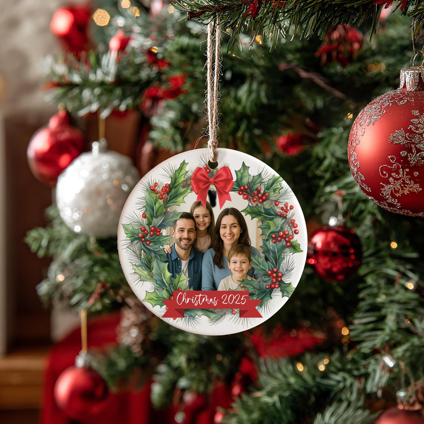 Photo Christmas Ornament, Personalized Family Ornament, Ceramic Ornament, Christmas Gift