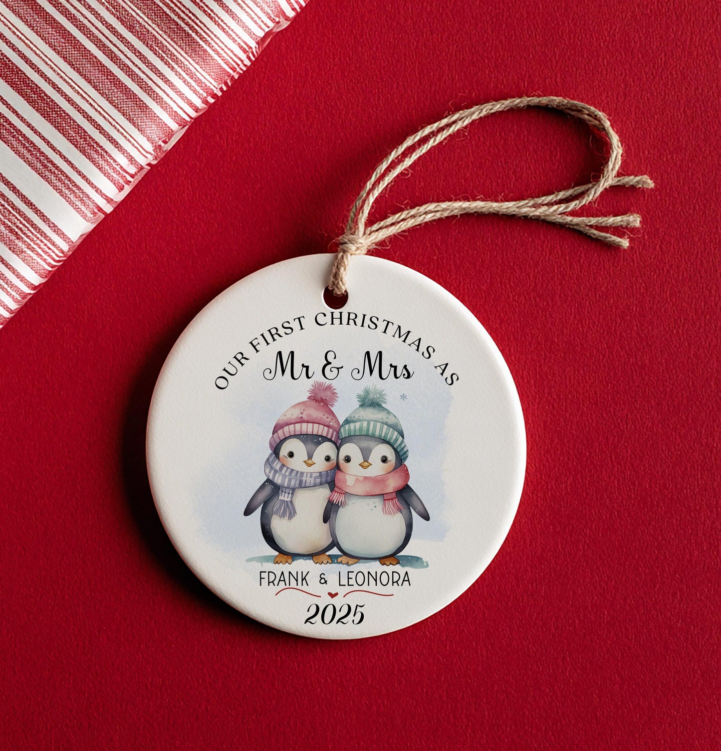 Peresonalized First Christmas as Mr. & Mrs. Ceramic Ornament, Ceramic Ornament, Christmas Gift