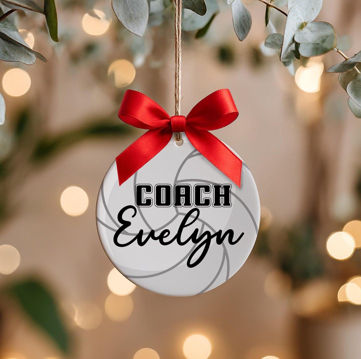 Personalized Volleyball Coach Christmas Ornament, Custom Volleyball Coach Ornament, Ceramic Ornament, Christmas Gift, Volleyball Coach Gift