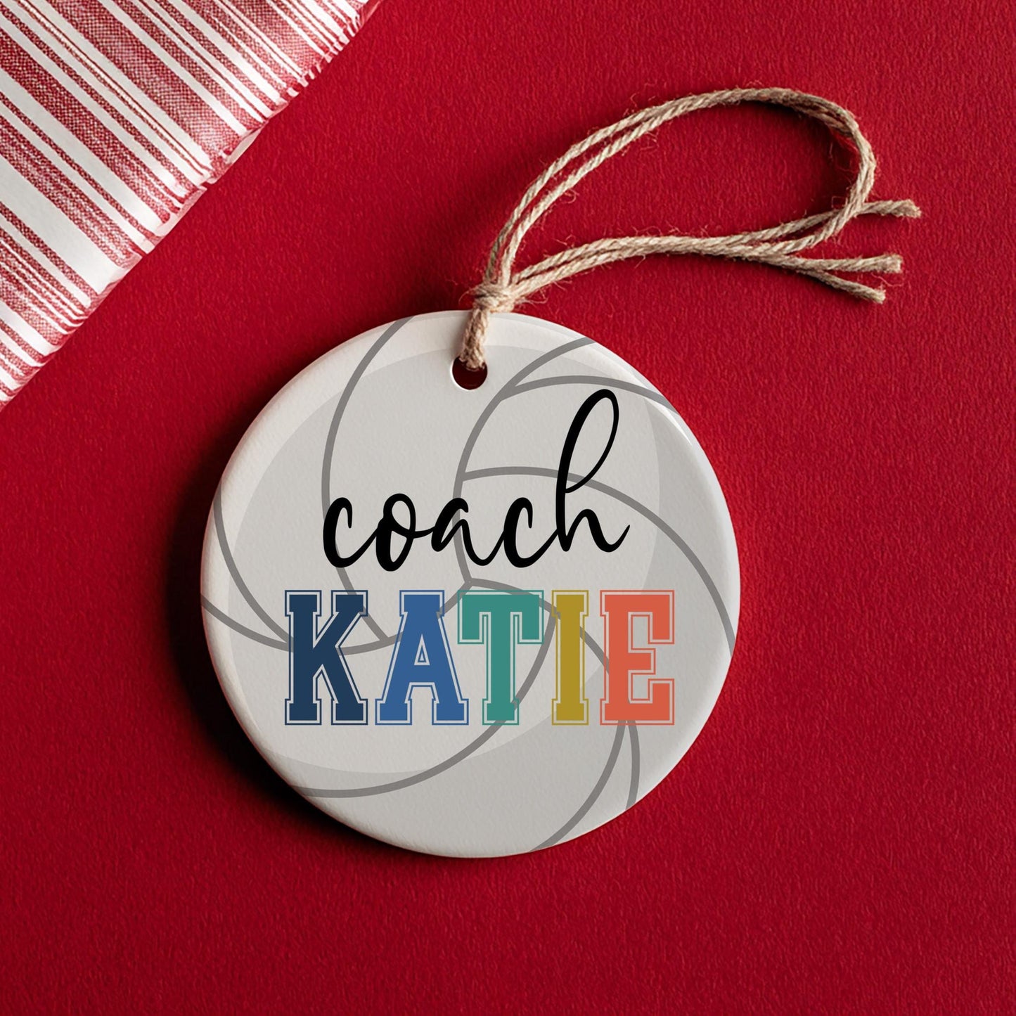 Personalized Volleyball Coach Christmas Ornament, Custom Volleyball Coach Ornament, Ceramic Ornament, Christmas Gift, Volleyball Coach Gift