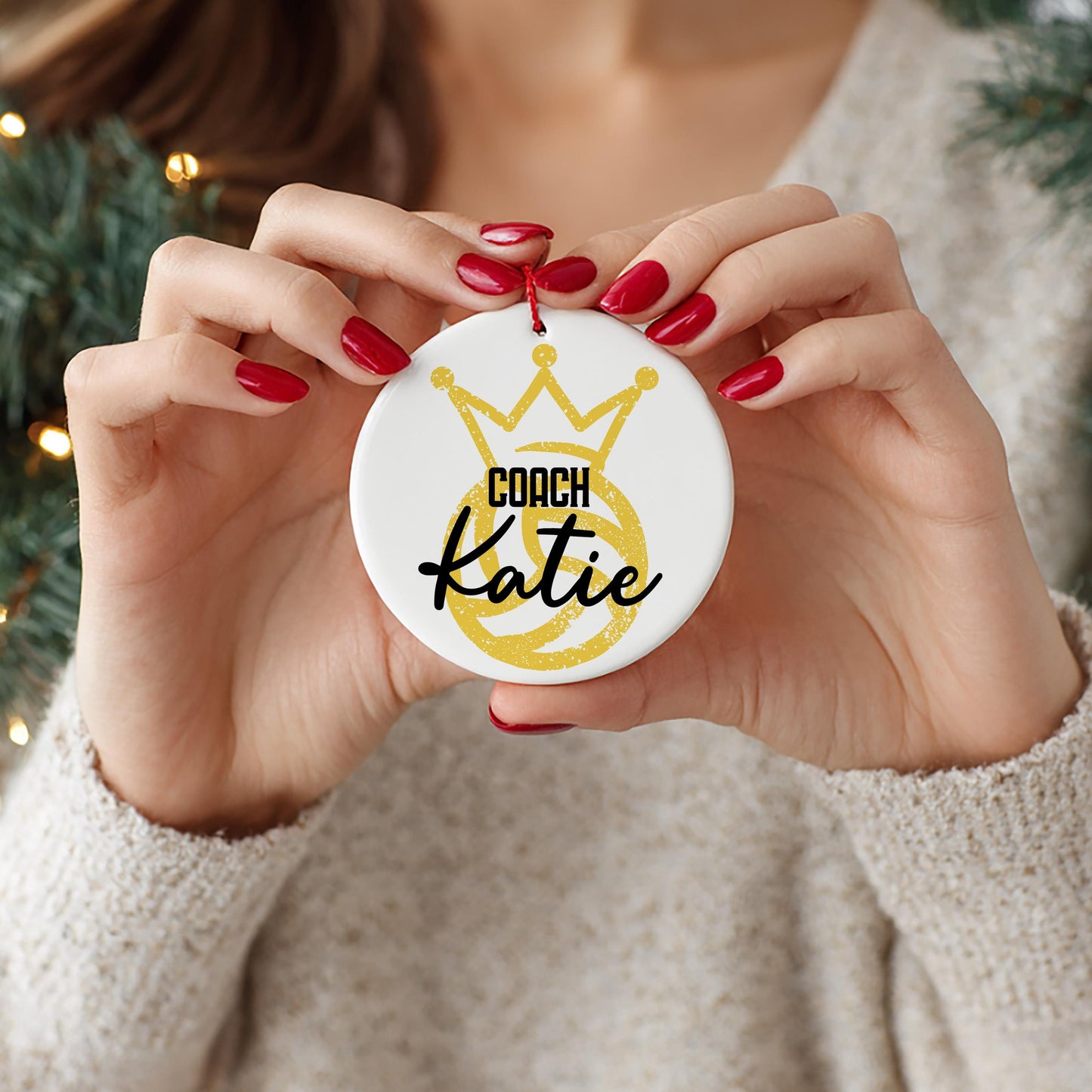 Personalized Volleyball Coach Christmas Ornament, Custom Volleyball Coach Ornament, Ceramic Ornament, Christmas Gift, Volleyball Coach Gift