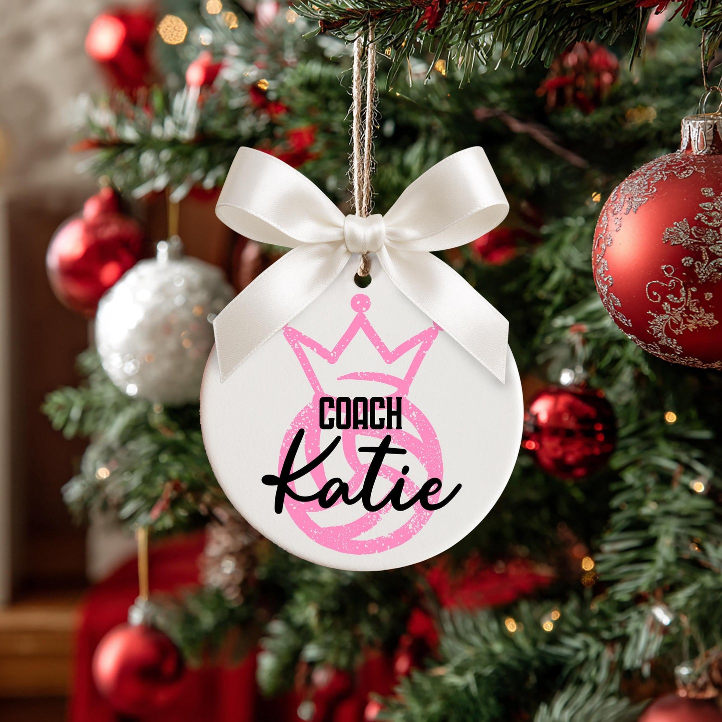 Personalized Volleyball Coach Christmas Ornament, Custom Volleyball Coach Ornament, Ceramic Ornament, Christmas Gift, Volleyball Coach Gift