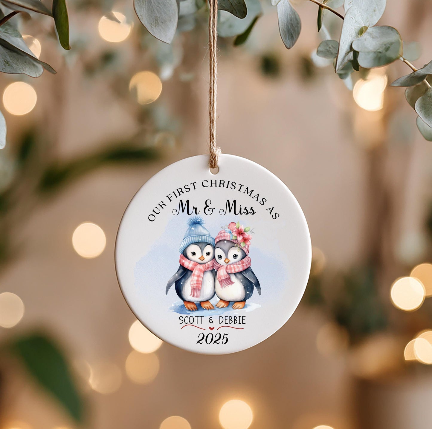 Peresonalized First Christmas as Mr. & Mrs. Ceramic Ornament, Ceramic Ornament, Christmas Gift