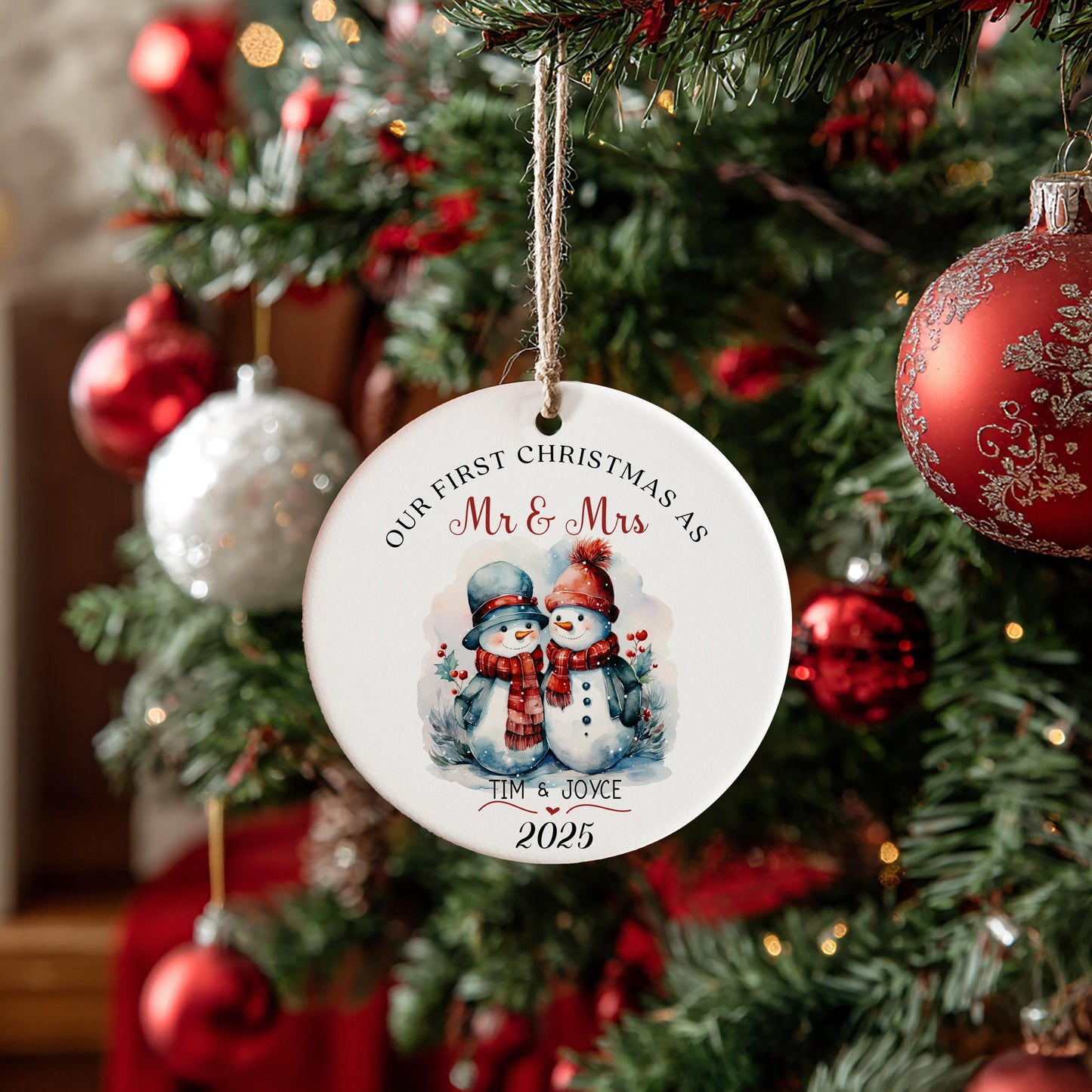 Peresonalized First Christmas as Mr. & Mrs. Ceramic Ornament, Ceramic Ornament, Christmas Gift