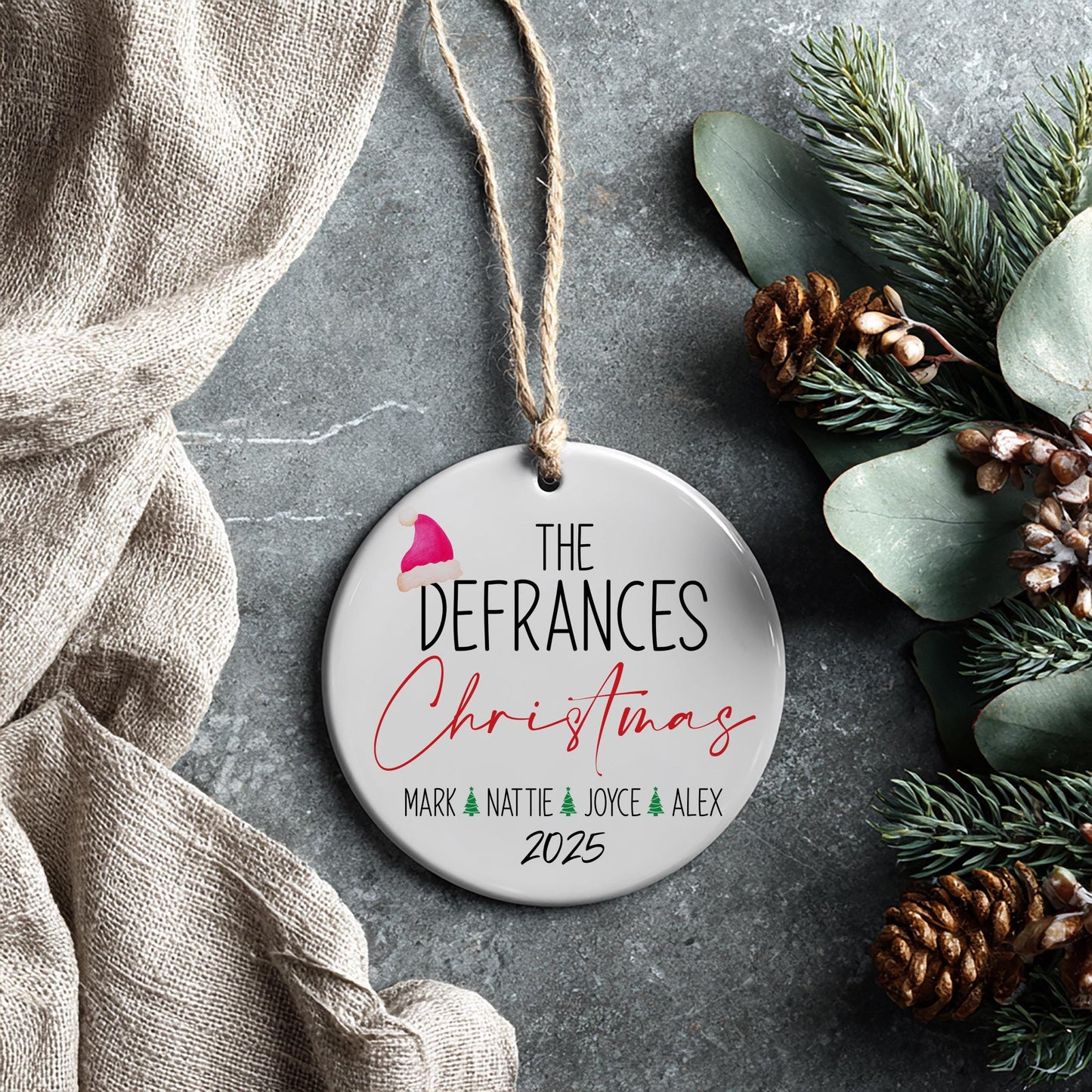 Peresonalized Family Christmas Ceramic Ornament, Ceramic Ornament, Christmas Gift