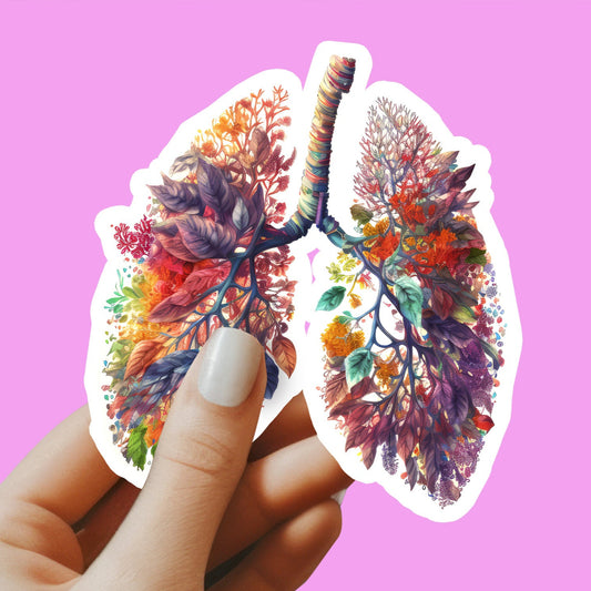 Lungs Sticker - Lungs with Flower Sticker - Anatomy Sticker -  Medical Sticker - Medical Gift - Decorative Sticker - Sticker