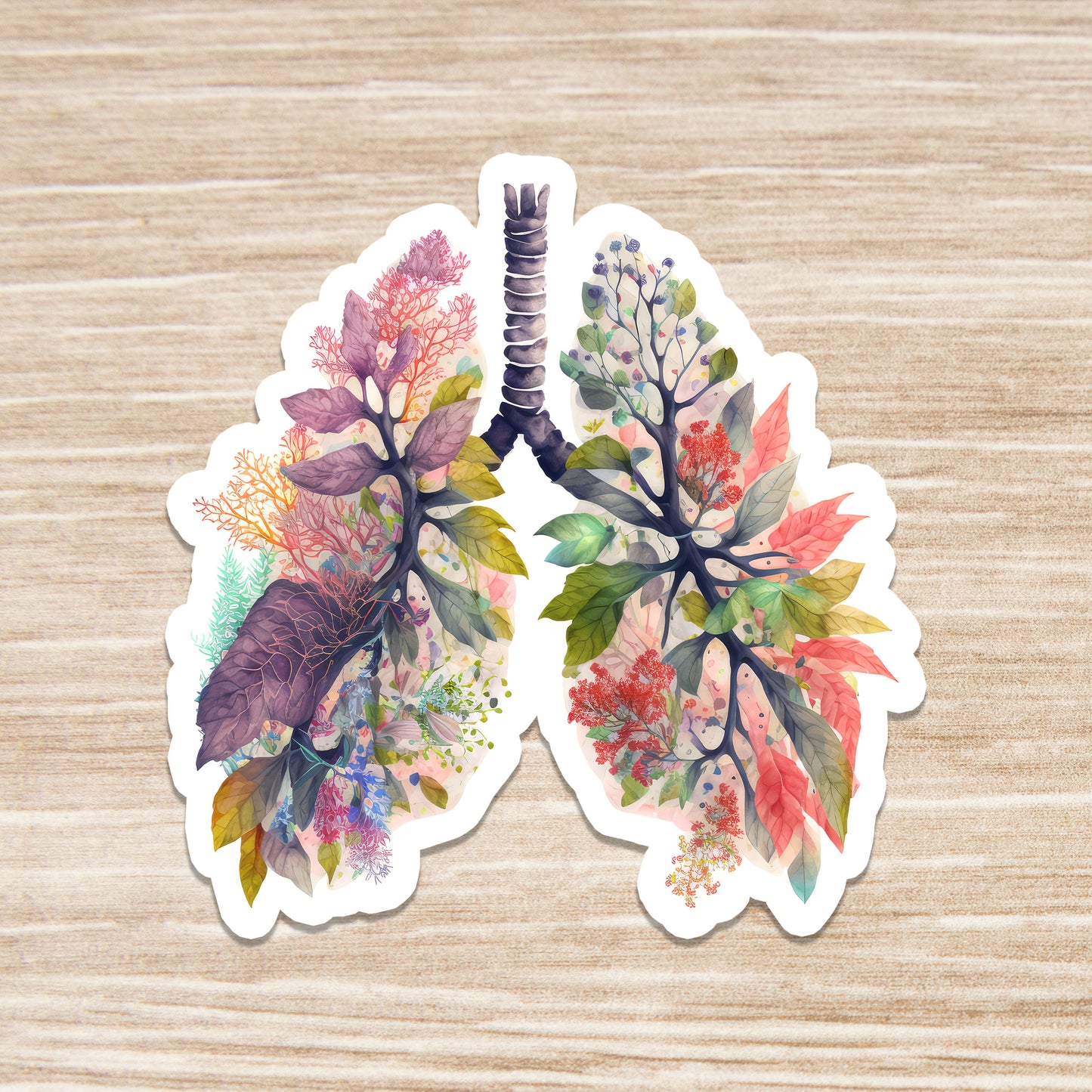 Lungs Sticker - Lungs with Flower Sticker - Anatomy Sticker -  Medical Sticker - Medical Gift - Decorative Sticker - Sticker