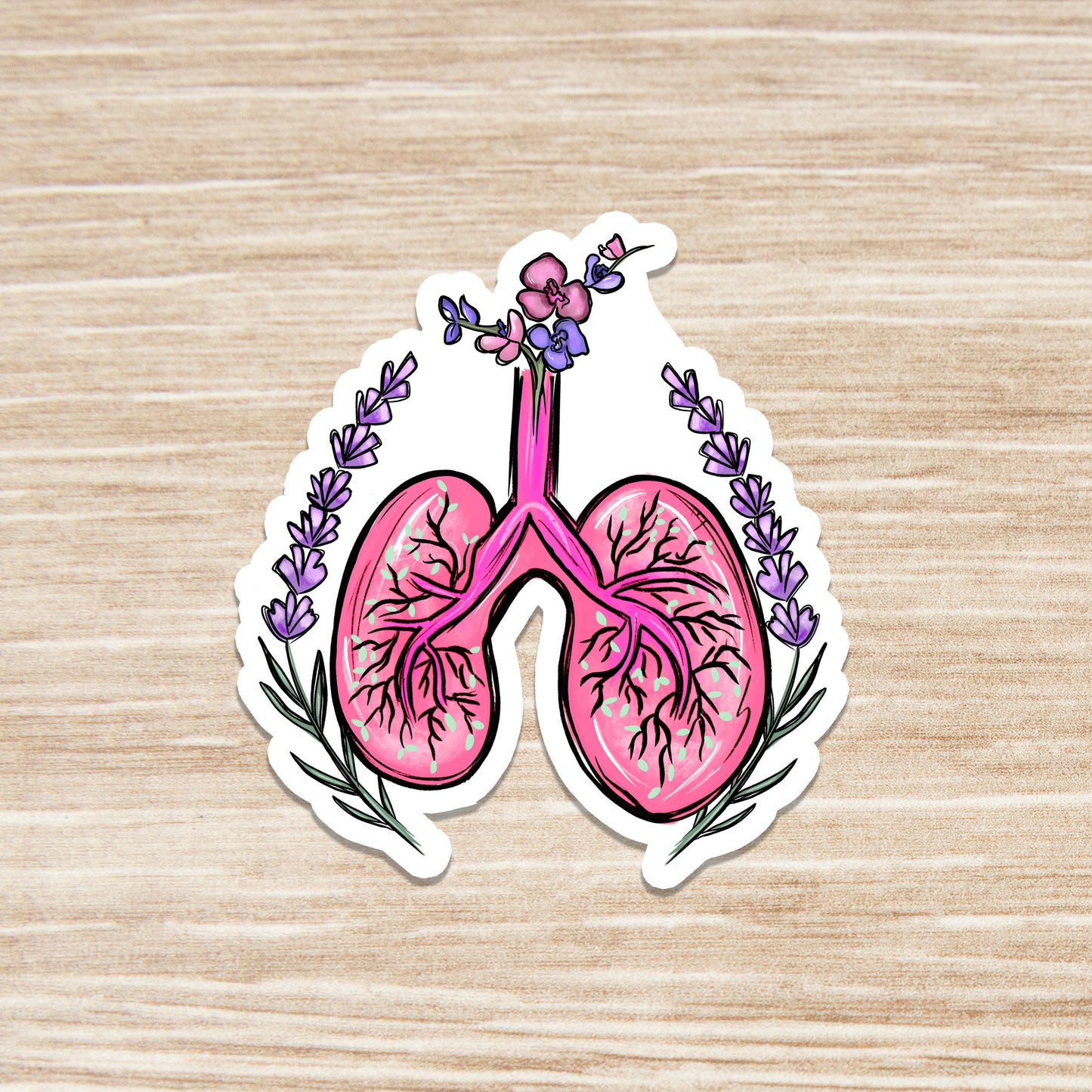 Lungs Sticker - Lungs with Flower Sticker - Anatomy Sticker -  Medical Sticker - Medical Gift - Decorative Sticker - Sticker