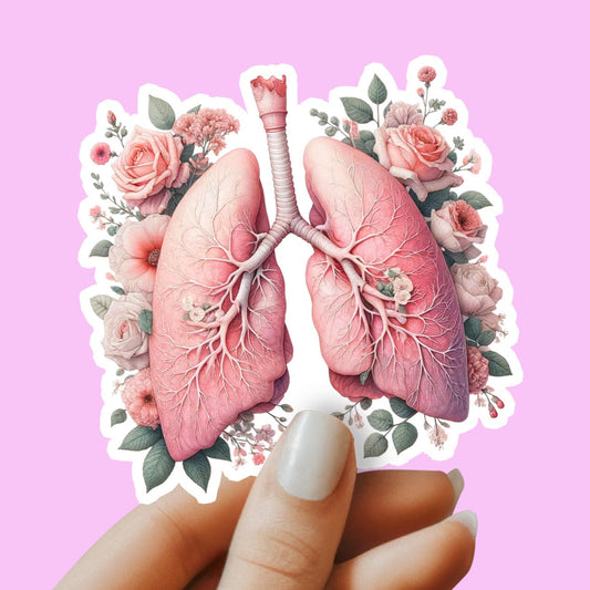 Lungs Sticker - Lungs with Flower Sticker - Anatomy Sticker -  Medical Sticker - Medical Gift - Decorative Sticker - Sticker