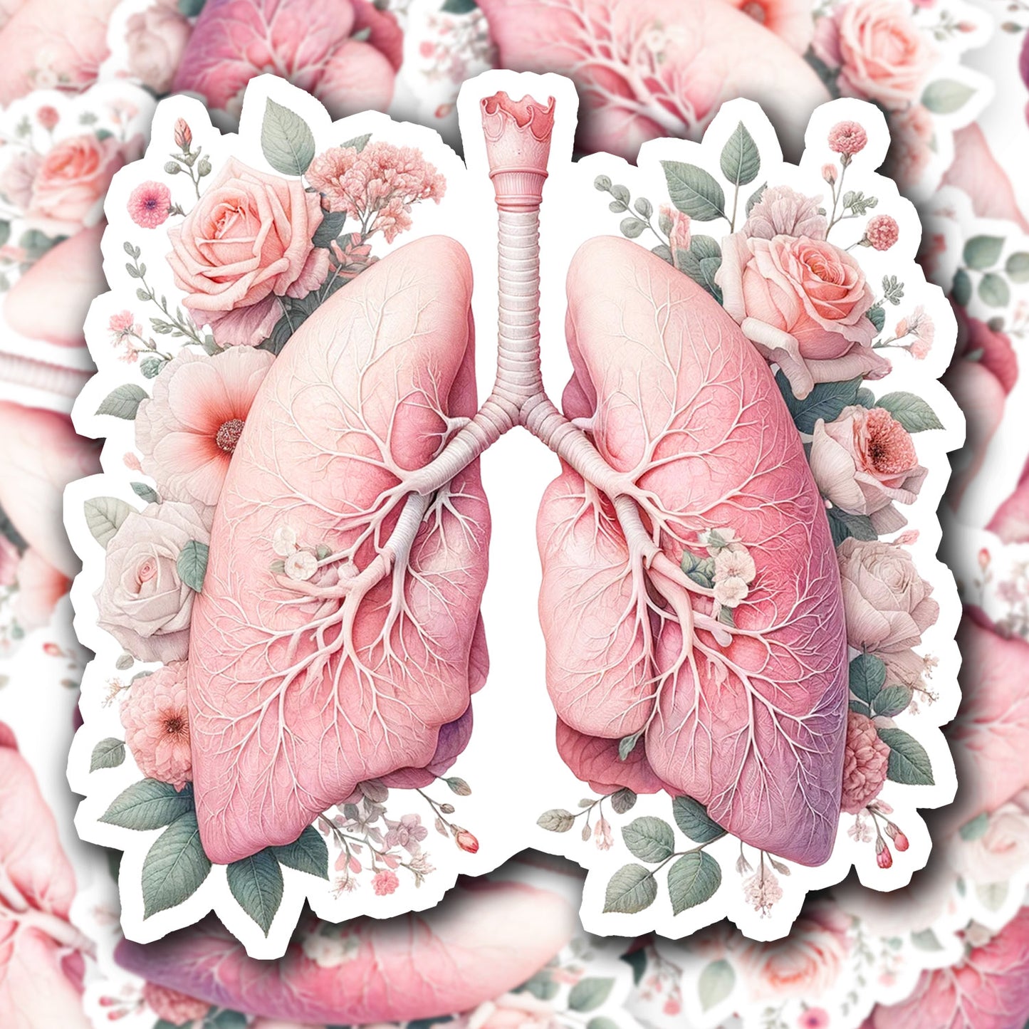 Lungs Sticker - Lungs with Flower Sticker - Anatomy Sticker -  Medical Sticker - Medical Gift - Decorative Sticker - Sticker