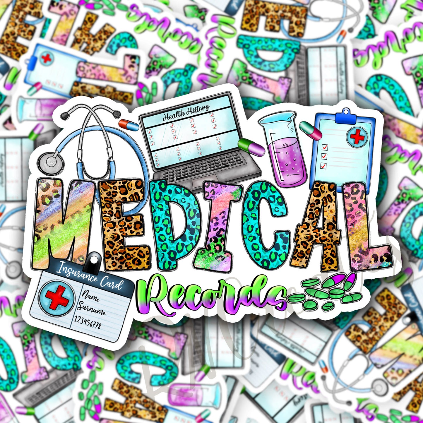 Medical Records Sticker - Decorative Sticker - Sticker