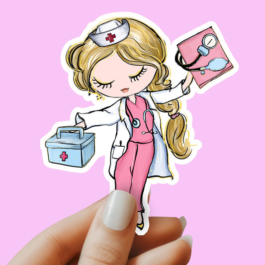 Girl Doctor Sticker - Medical Sticker - Decorative Sticker - Sticker