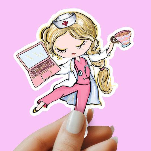 Girl Doctor Sticker - Medical Sticker - Decorative Sticker - Sticker