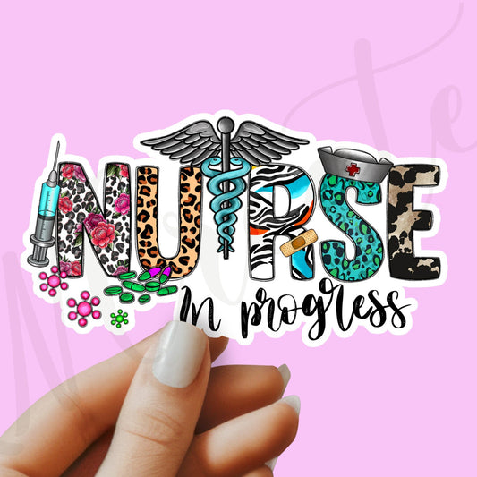 Nurse In Progress Sticker - Nurse Student Sticker - RN Sticker - Nurse Gift - Decorative Sticker - Sticker