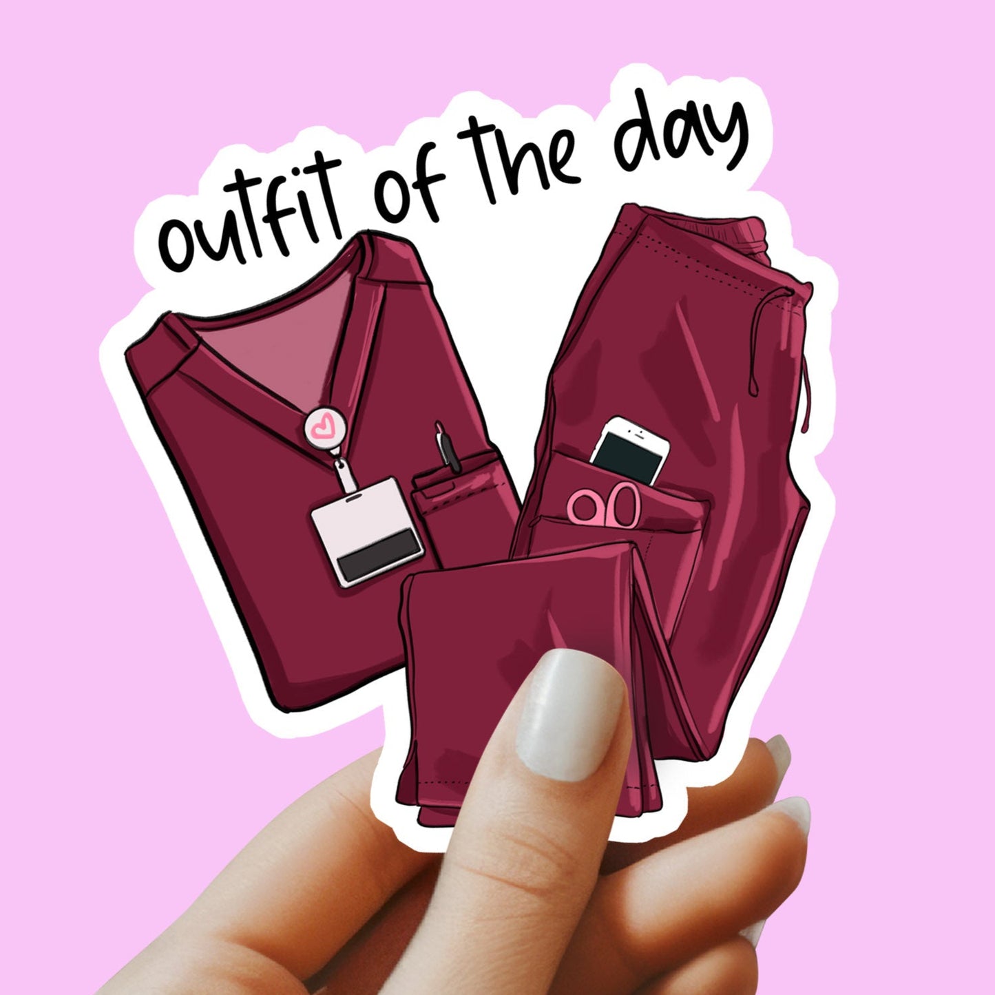 Outfit of the Day Scrubs Sticker - Nurse Sticker - Medical Sticker - Decorative Sticker - Sticker