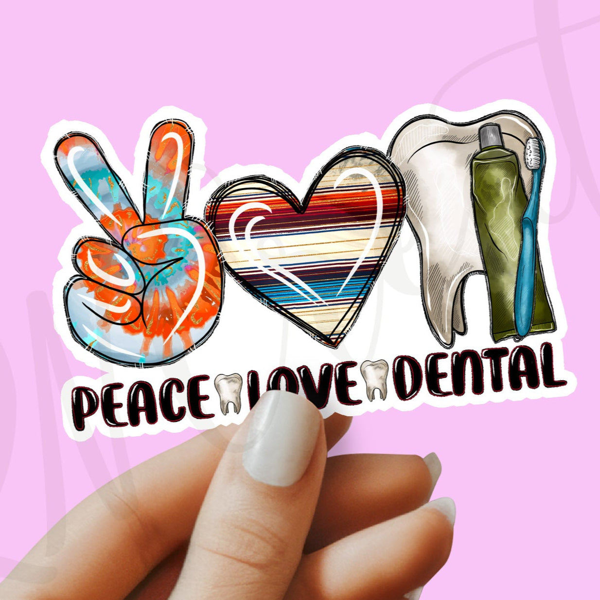 Peace Love Dental Sticker - Dentist Sticker - Dental Sticker - Decorative Sticker - Sticker