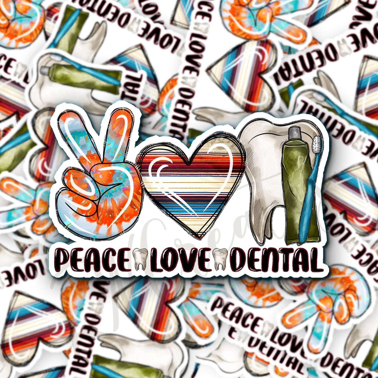 Peace Love Dental Sticker - Dentist Sticker - Dental Sticker - Decorative Sticker - Sticker