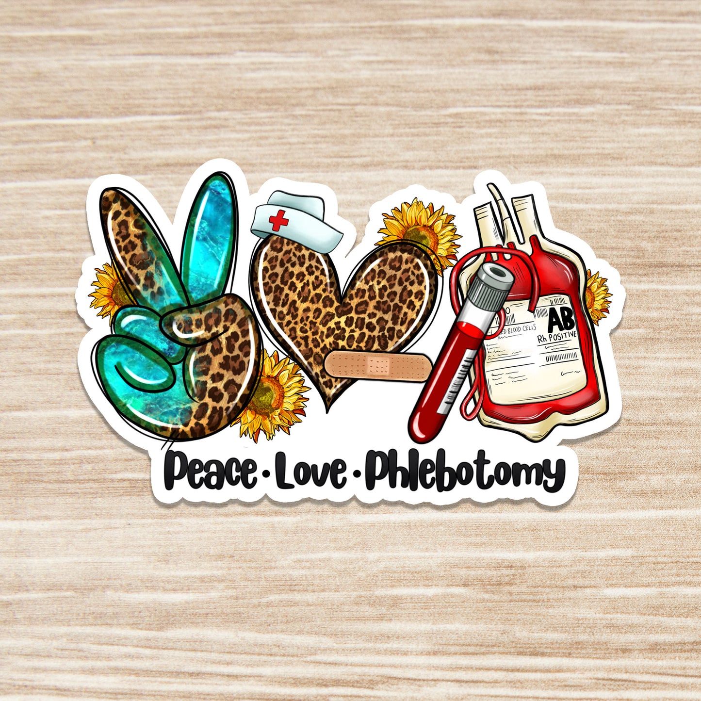 Peace Love Phlebotomy Sticker - Phlebotomist Sticker - Lab Tech Sticker - Decorative Sticker - Sticker