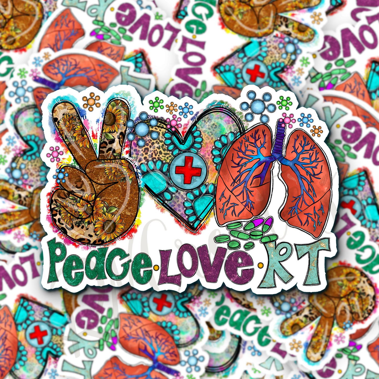 Peace Love RT - Respiratory Therapist Sticker - RT Sticker - RT Gift - Decorative Sticker - Sticker