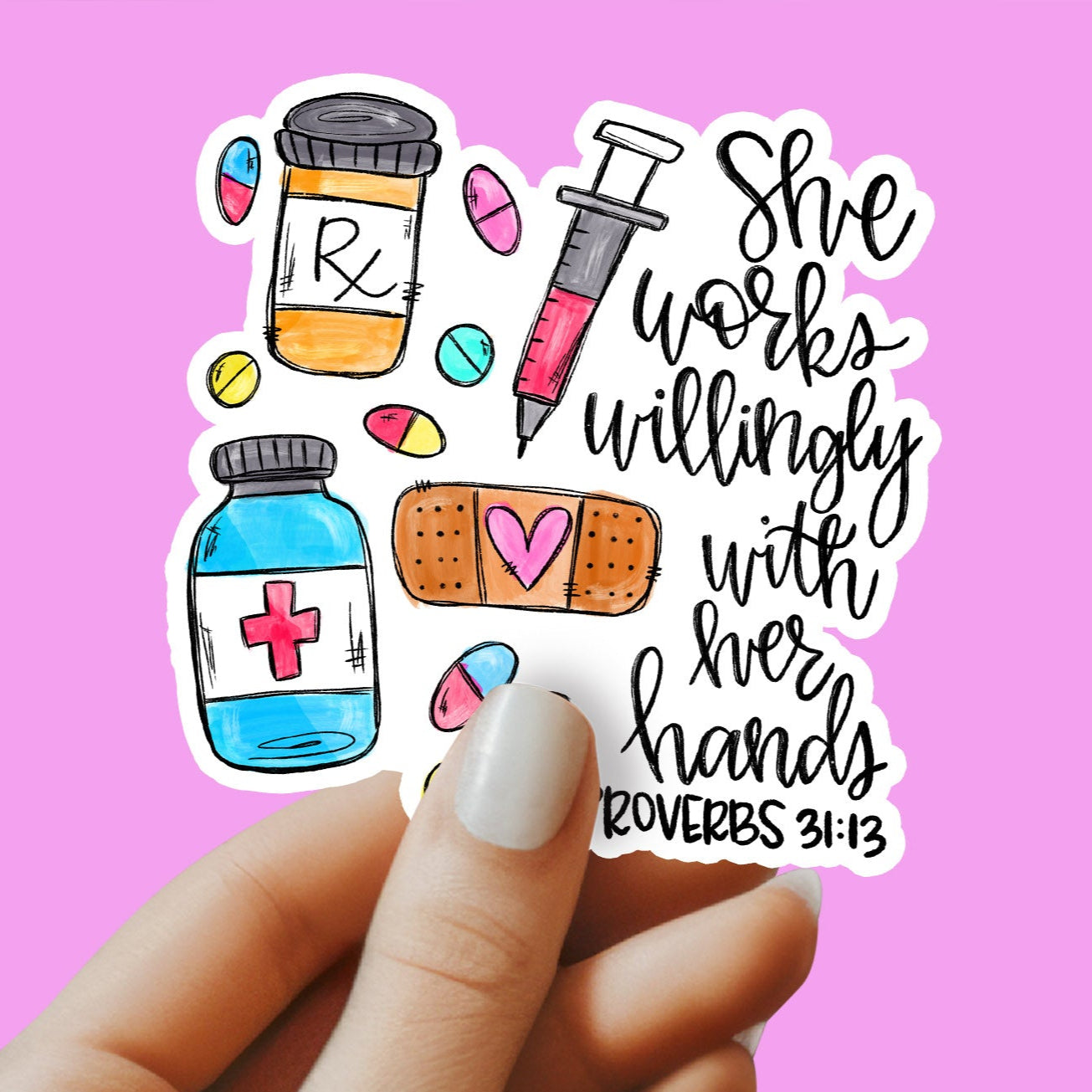 Pharmacist Sticker - She Works Willingly with Her Hands Sticker - Pharmacy Sticker - Pharmacy Tech Sticker - Decorative Sticker - Sticker