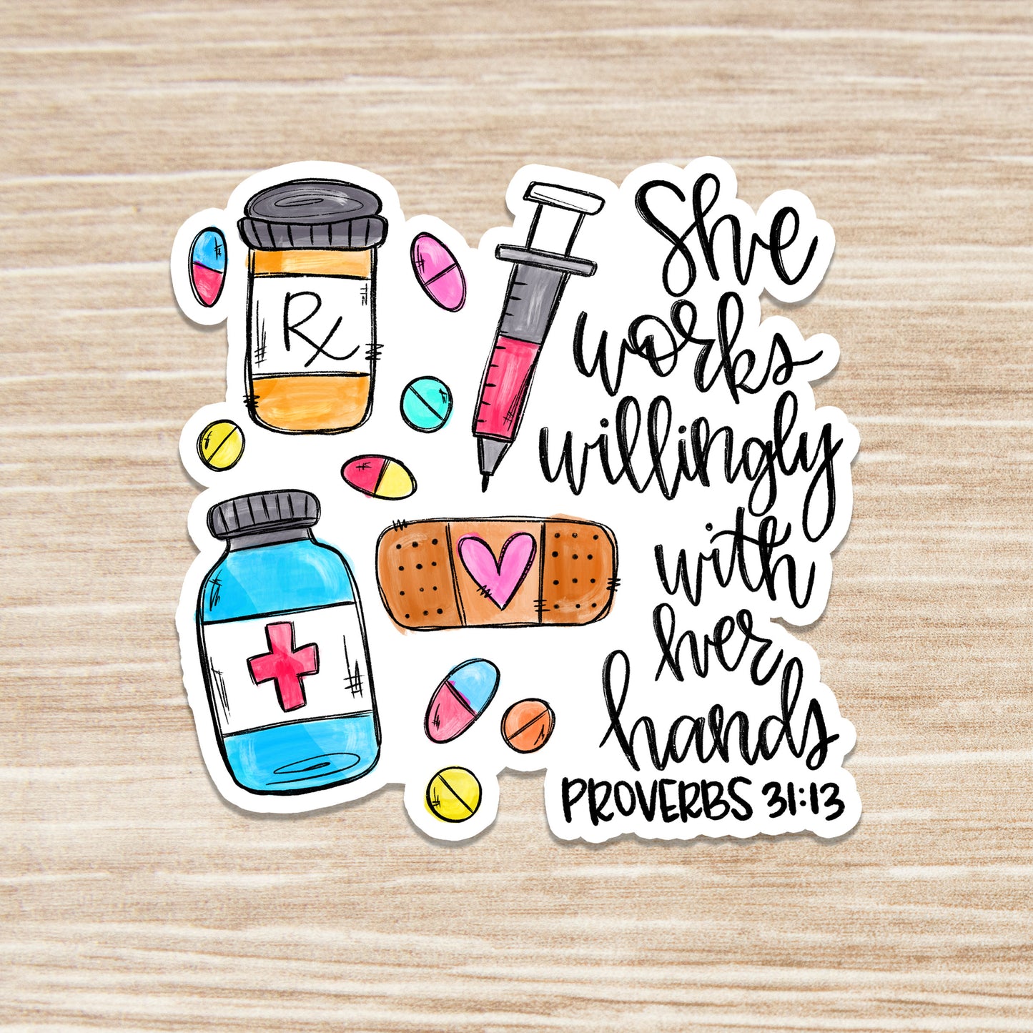 Pharmacist Sticker - She Works Willingly with Her Hands Sticker - Pharmacy Sticker - Pharmacy Tech Sticker - Decorative Sticker - Sticker