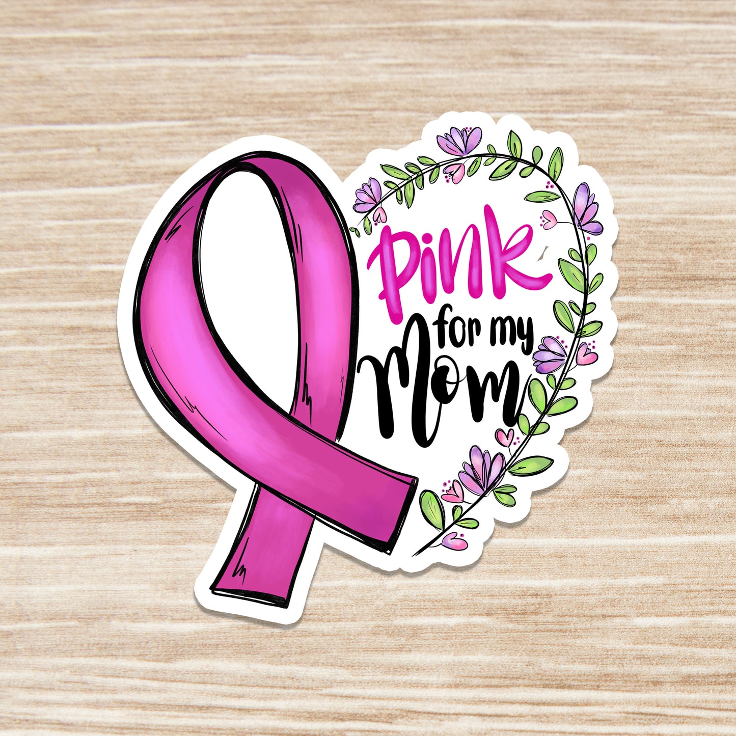 Pink Ribbon Sticker - Pink for Mom Sticker - Cancer Sticker