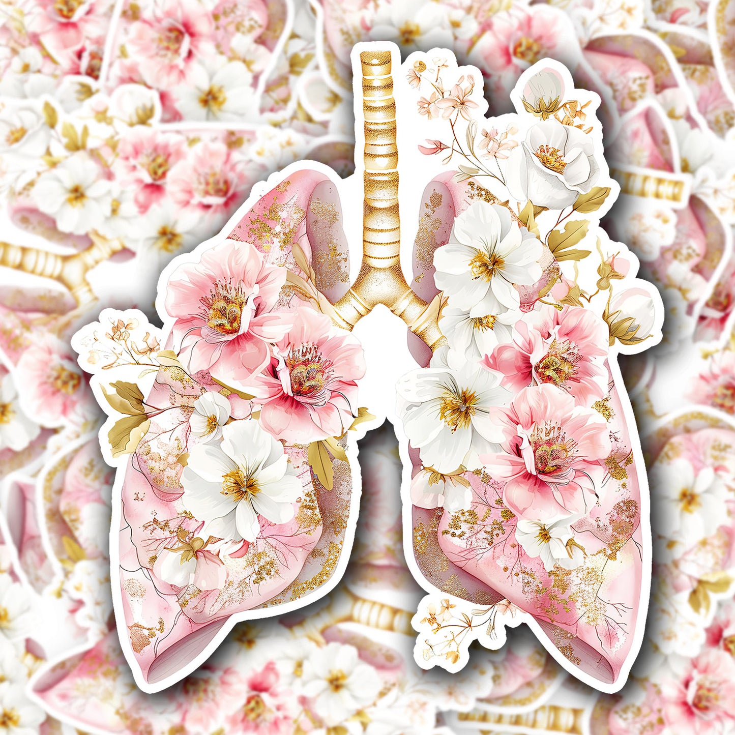 Lungs Sticker - Lungs with Flower Sticker - Anatomy Sticker -  Medical Sticker - Medical Gift - Decorative Sticker - Sticker (Copy)