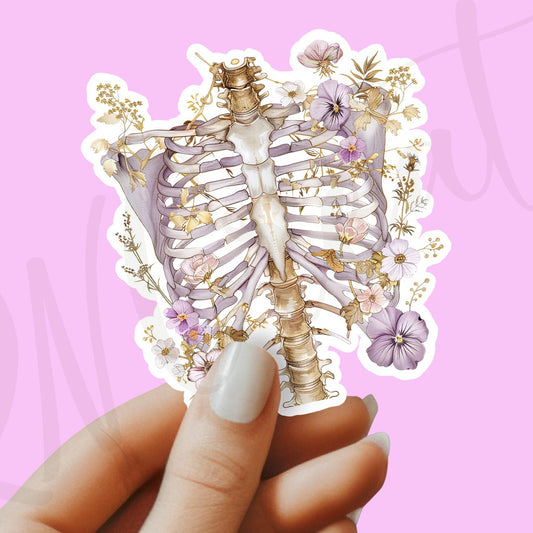 Ribs Sticker - Ribs with Flower Sticker - Anatomy Sticker -  Medical Sticker - Medical Gift - Decorative Sticker - Sticker