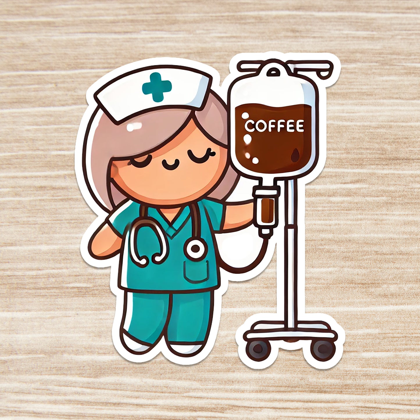 Nurse with Coffee IV Sticker - RN Sticker - Nurse Gift - Decorative Sticker - Sticker