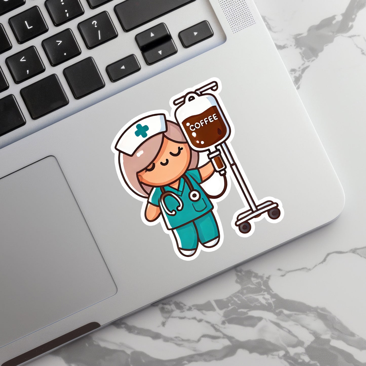 Nurse with Coffee IV Sticker - RN Sticker - Nurse Gift - Decorative Sticker - Sticker