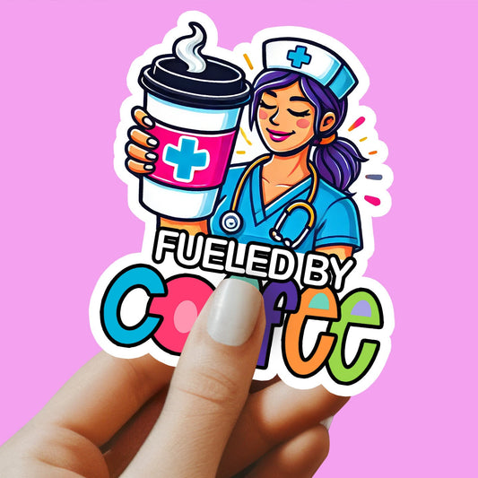 Fueled by Coffee Nurse Sticker - Nurse Sticker - RN Sticker - Nurse Gift - Decorative Sticker - Sticker