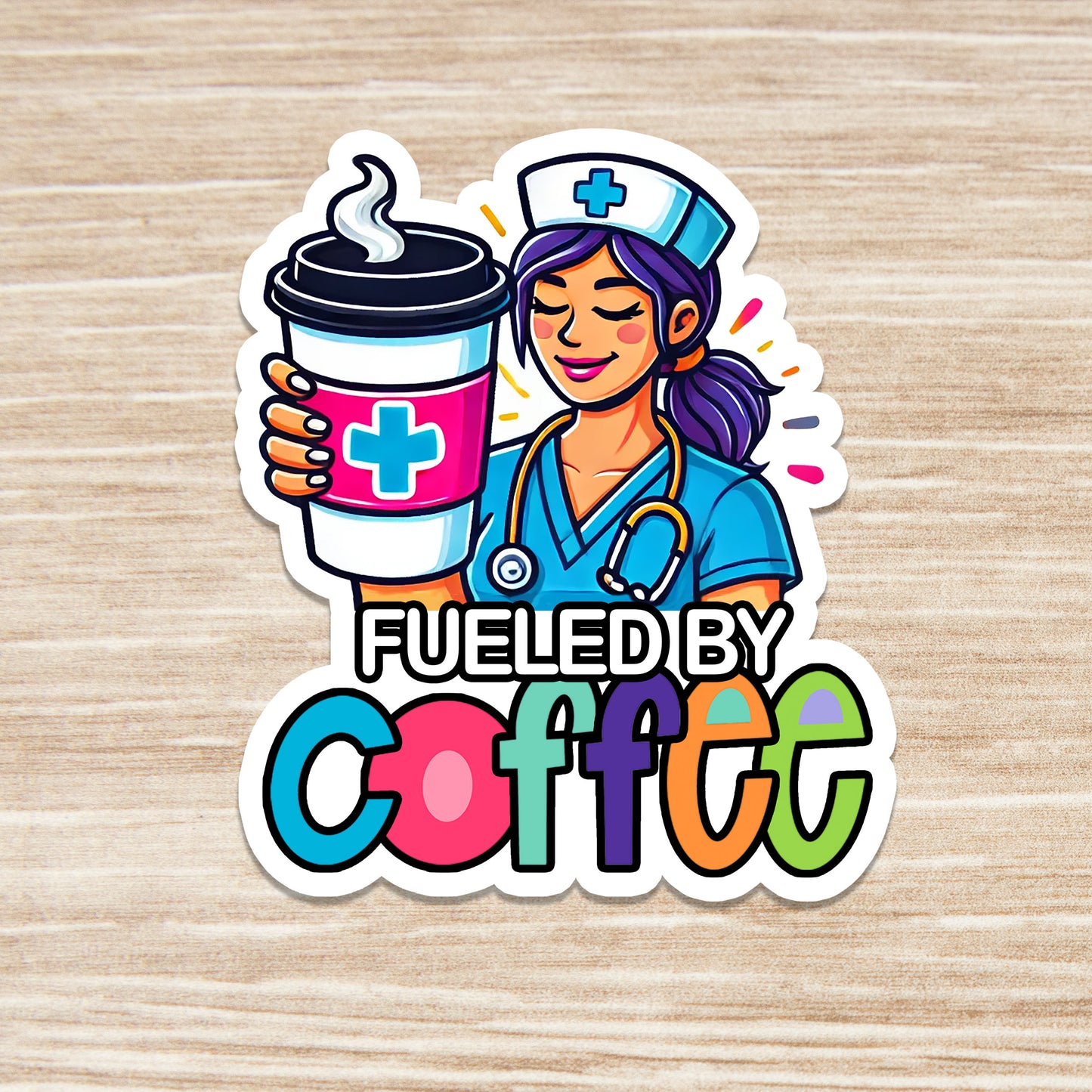 Fueled by Coffee Nurse Sticker - Nurse Sticker - RN Sticker - Nurse Gift - Decorative Sticker - Sticker