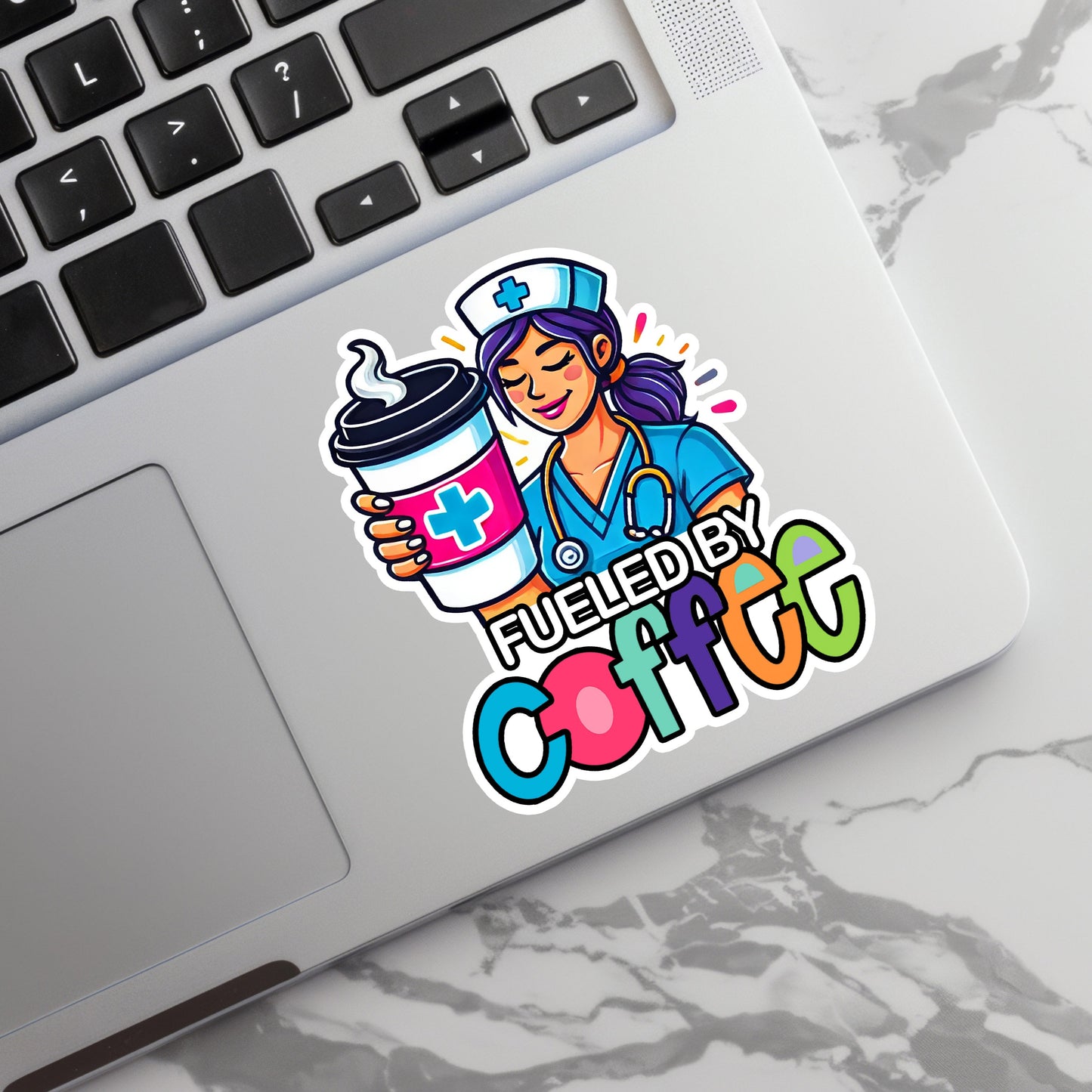 Fueled by Coffee Nurse Sticker - Nurse Sticker - RN Sticker - Nurse Gift - Decorative Sticker - Sticker