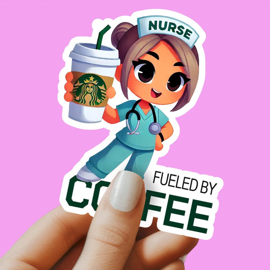 Fueled by Coffee Nurse Sticker - Nurse Sticker - RN Sticker - Nurse Gift - Decorative Sticker - Sticker