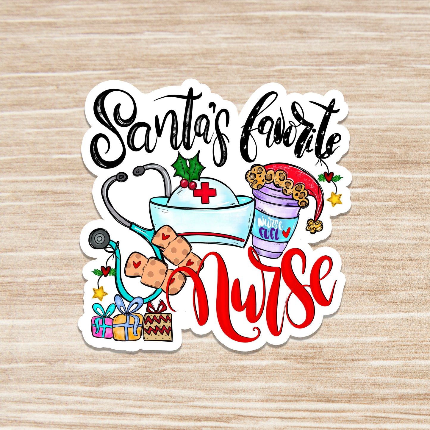 Santa's Favorite Nurse Sticker - RN Sticker - Nurse Gift - Decorative Sticker - Sticker