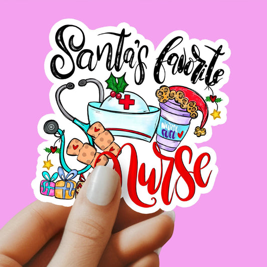 Santa's Favorite Nurse Sticker - RN Sticker - Nurse Gift - Decorative Sticker - Sticker