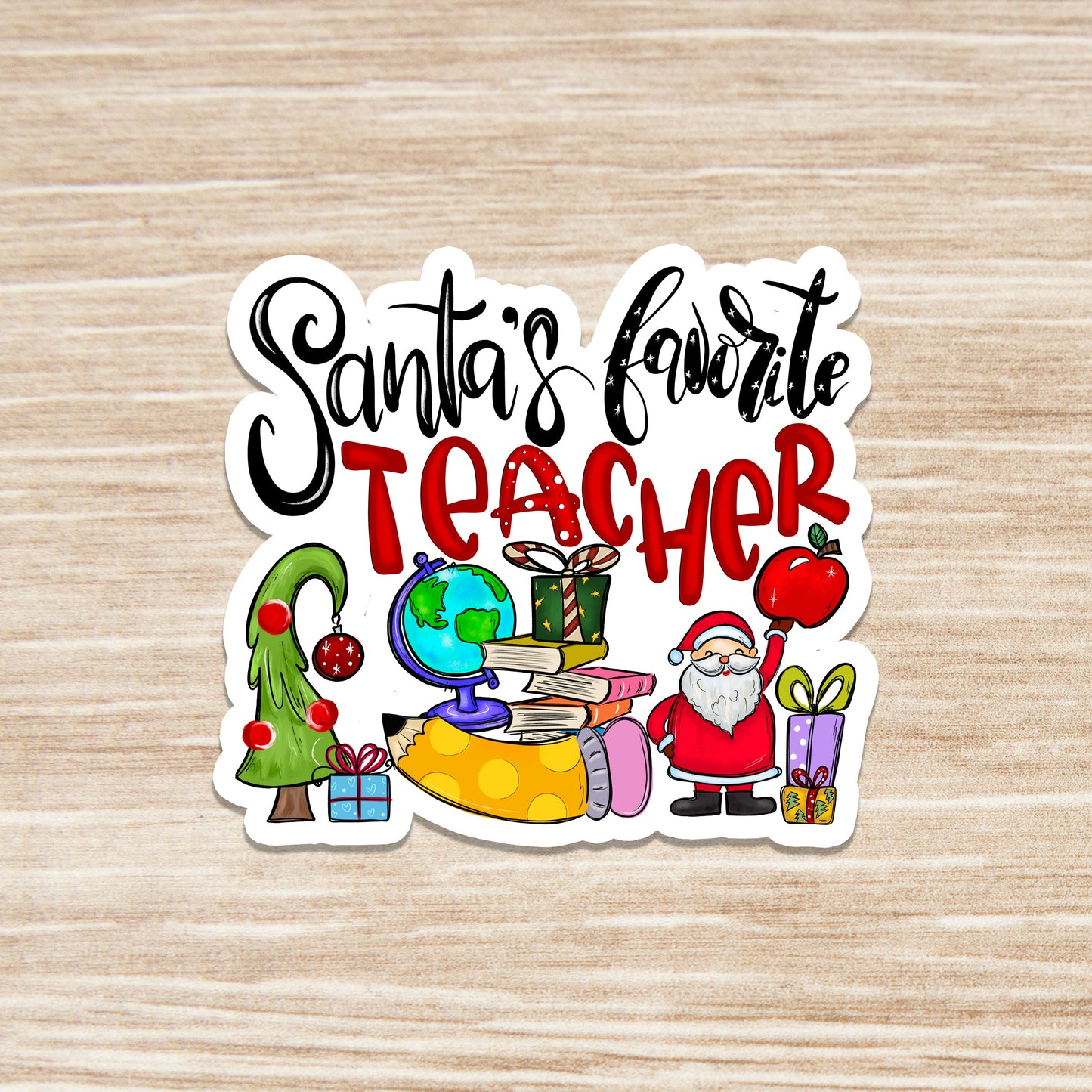 Santa's Favorite Teacher Sticker - Teacher Sticker - Teacher Gift - Decorative Sticker - Sticker