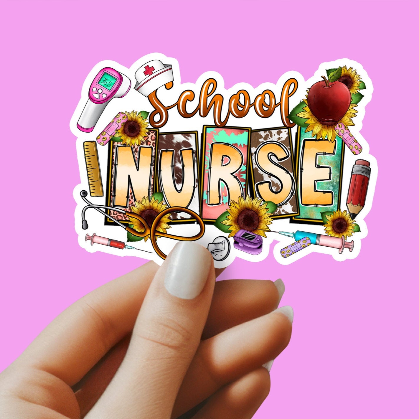 School Nurse Sticker - School RN Sticker - Nurse Gift - Decorative Sticker - Sticker