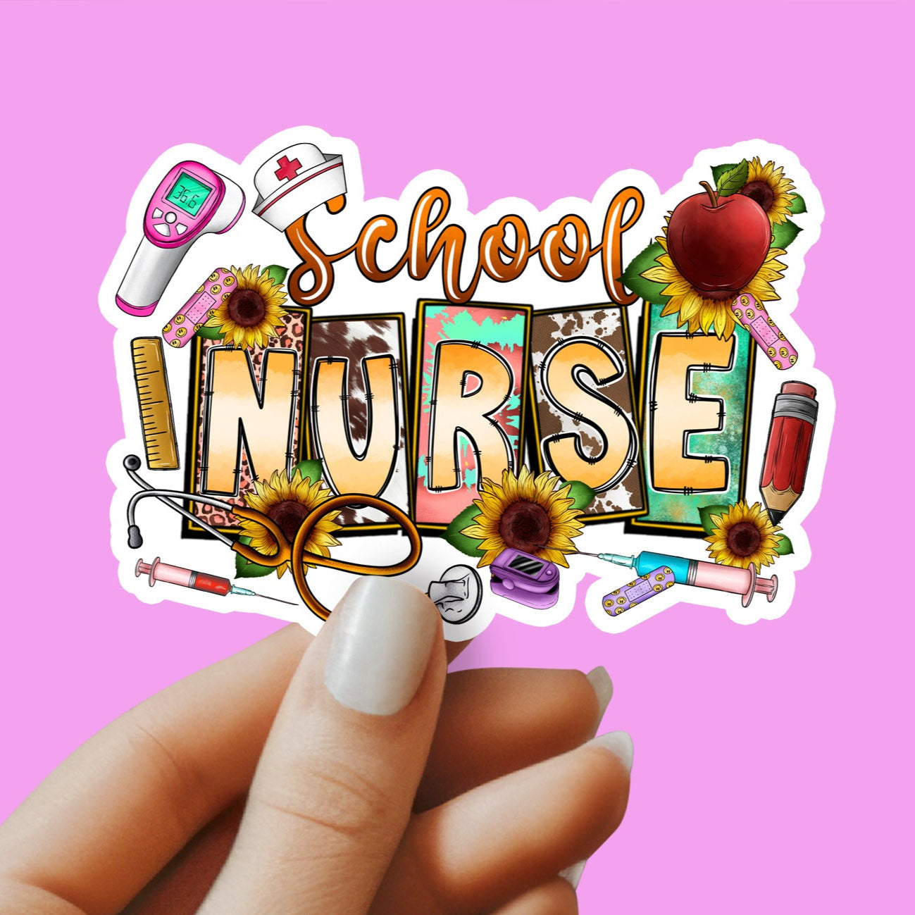 School Nurse Sticker - School RN Sticker - Nurse Gift - Decorative Sticker - Sticker