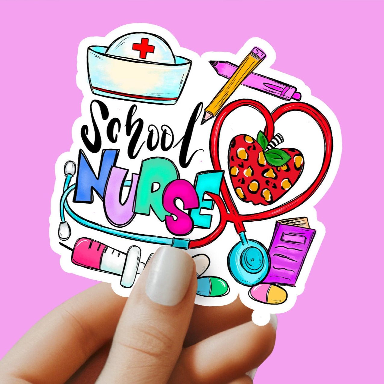 School Nurse Sticker - School RN Sticker - Nurse Gift - Decorative Sticker - Sticker