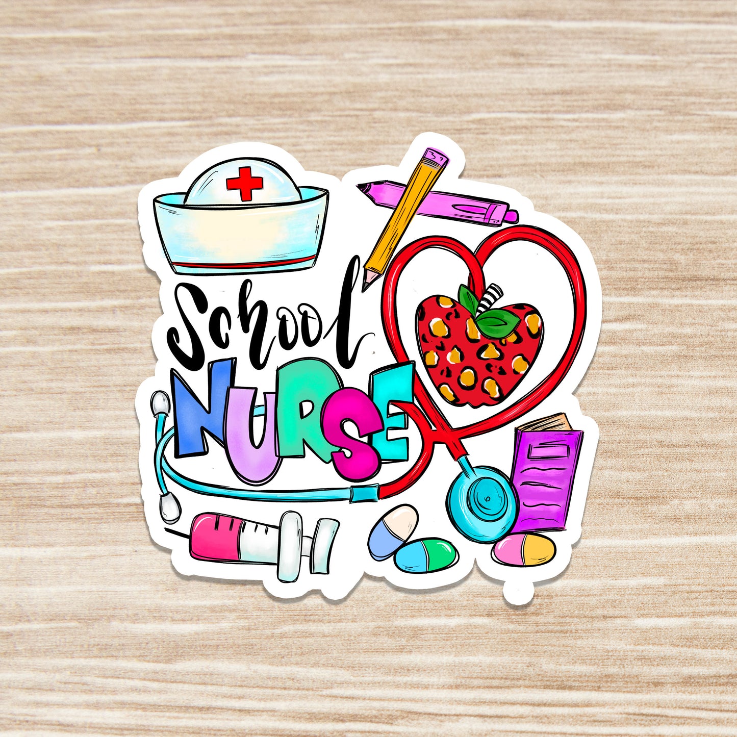 School Nurse Sticker - School RN Sticker - Nurse Gift - Decorative Sticker - Sticker