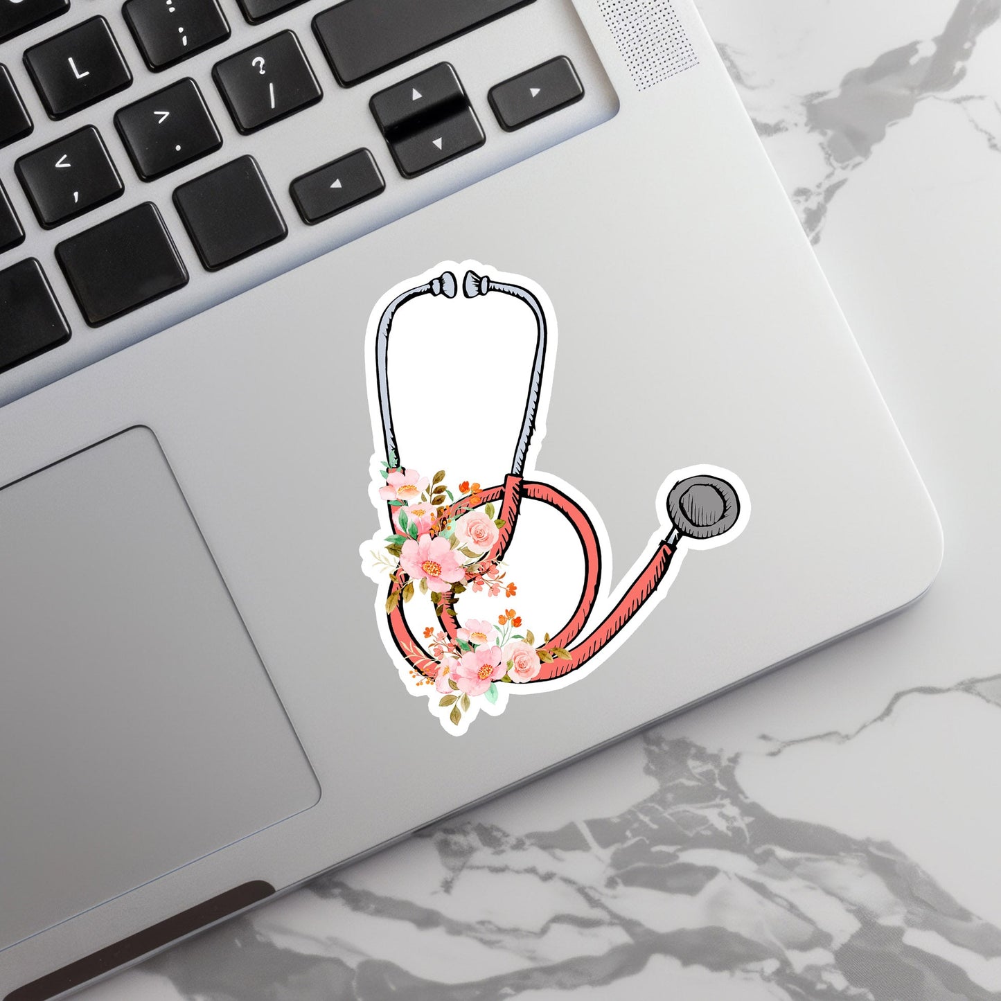 Stethoscope with flowers Sticker - Nurse Sticker -  RN Sticker - Nurse Gift - Decorative Sticker - Sticker