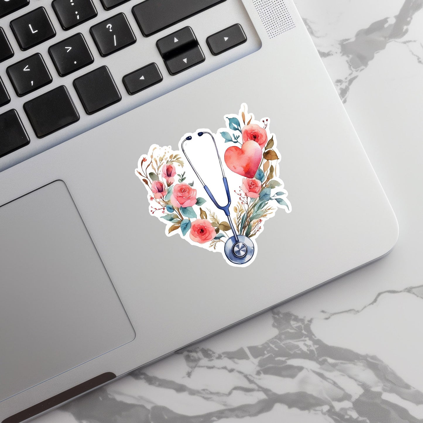 Stethoscope with flowers Sticker - Nurse Sticker -  RN Sticker - Nurse Gift - Decorative Sticker - Sticker