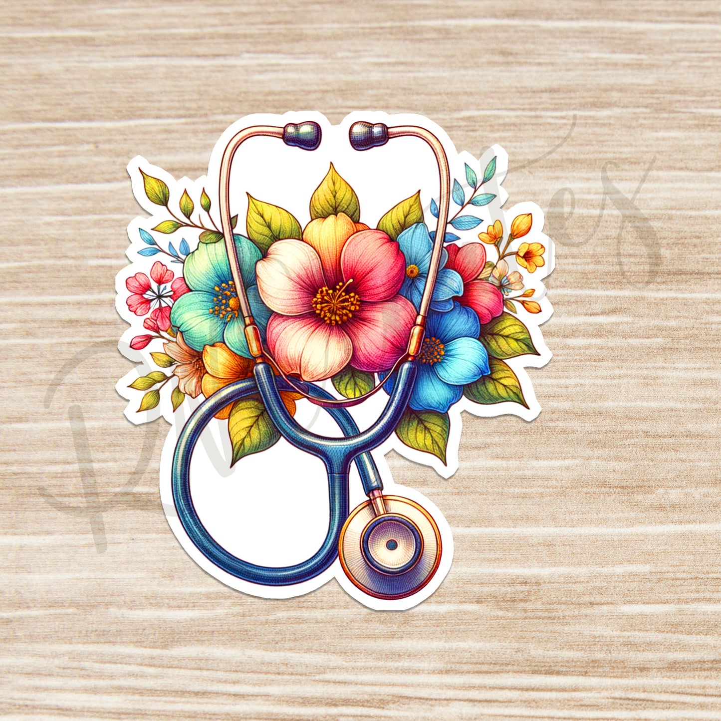 Stethoscope with flowers Sticker - Nurse Sticker -  RN Sticker - Nurse Gift - Decorative Sticker - Sticker