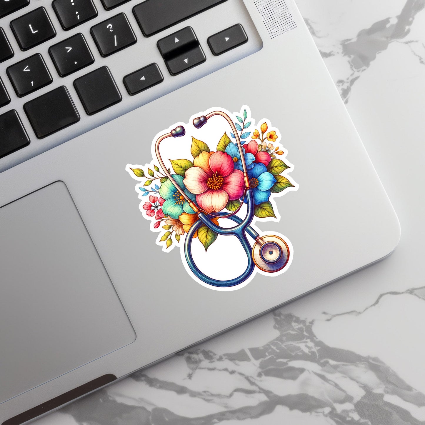 Stethoscope with flowers Sticker - Nurse Sticker -  RN Sticker - Nurse Gift - Decorative Sticker - Sticker