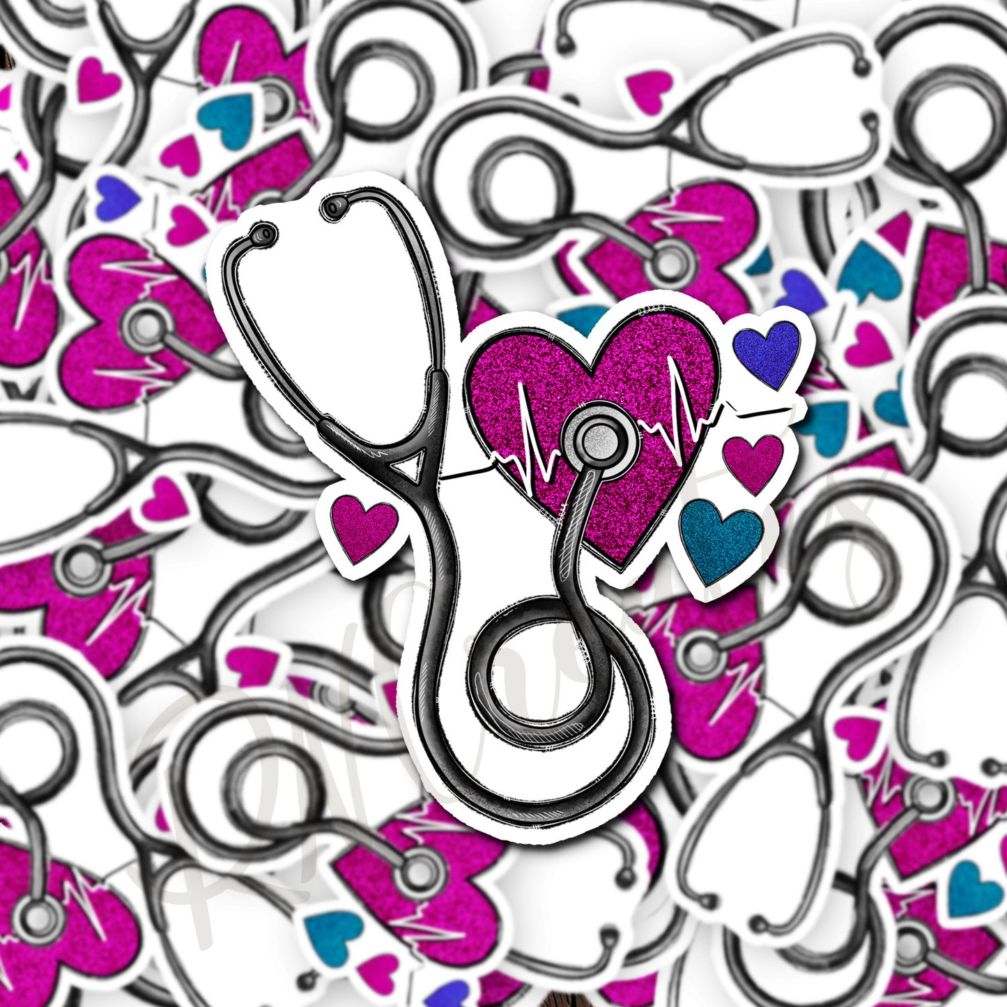 Stethoscope with hearts Sticker - Nurse Sticker -  RN Sticker - Nurse Gift - Decorative Sticker - Sticker